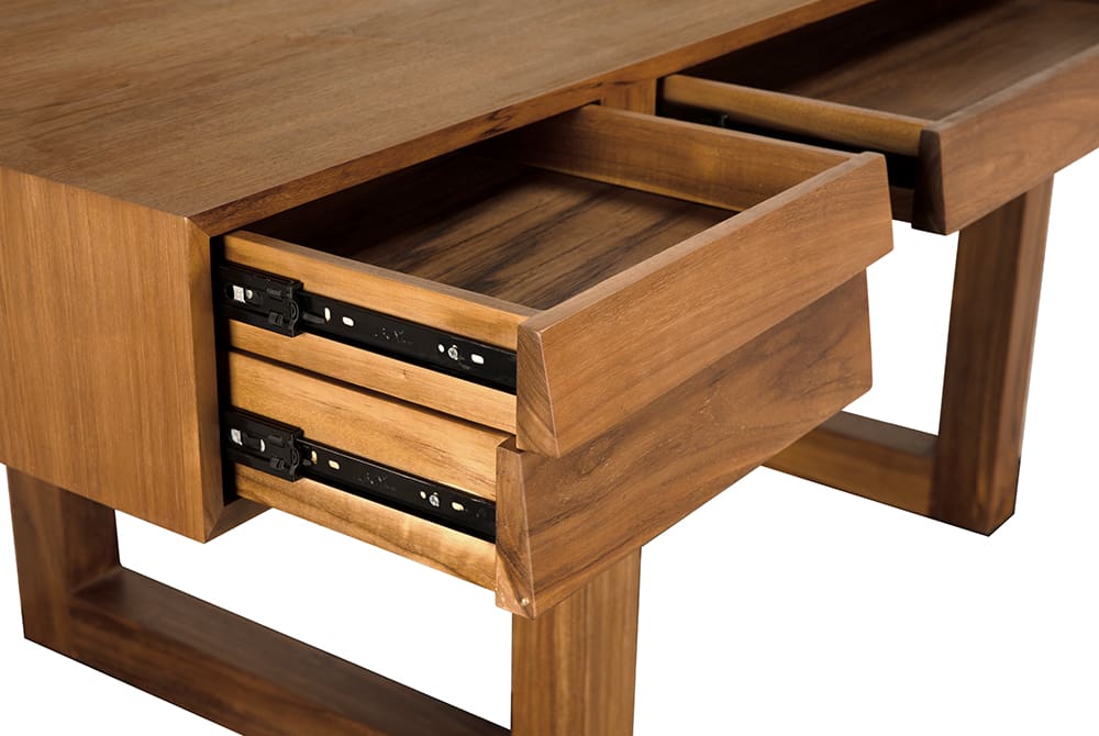 Newton Desk, Teak in Clear Coat Flat — Noir Furniture
