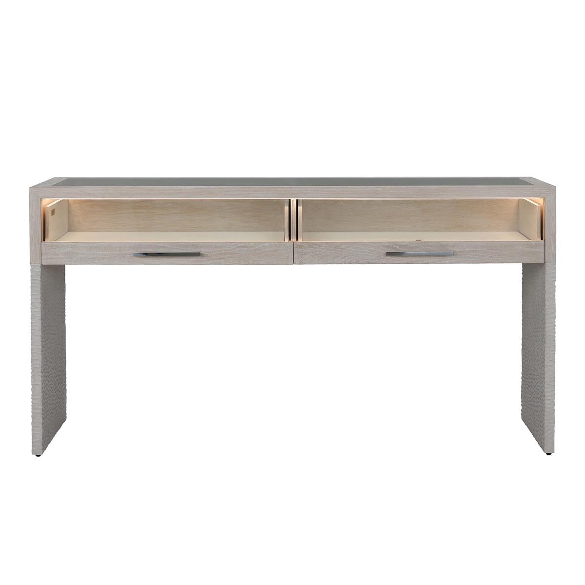 Galicia Two-Drawer Lighted Console Table – Art by John Richard | Sutter & Vale