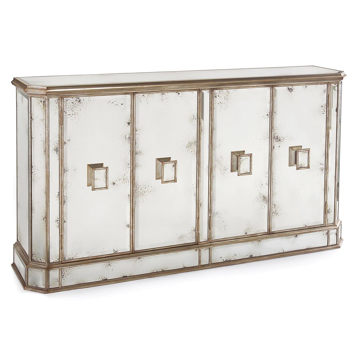 Juno Four-Door Foxed Mirror Credenza – Mirrors by John Richard | Sutter & Vale