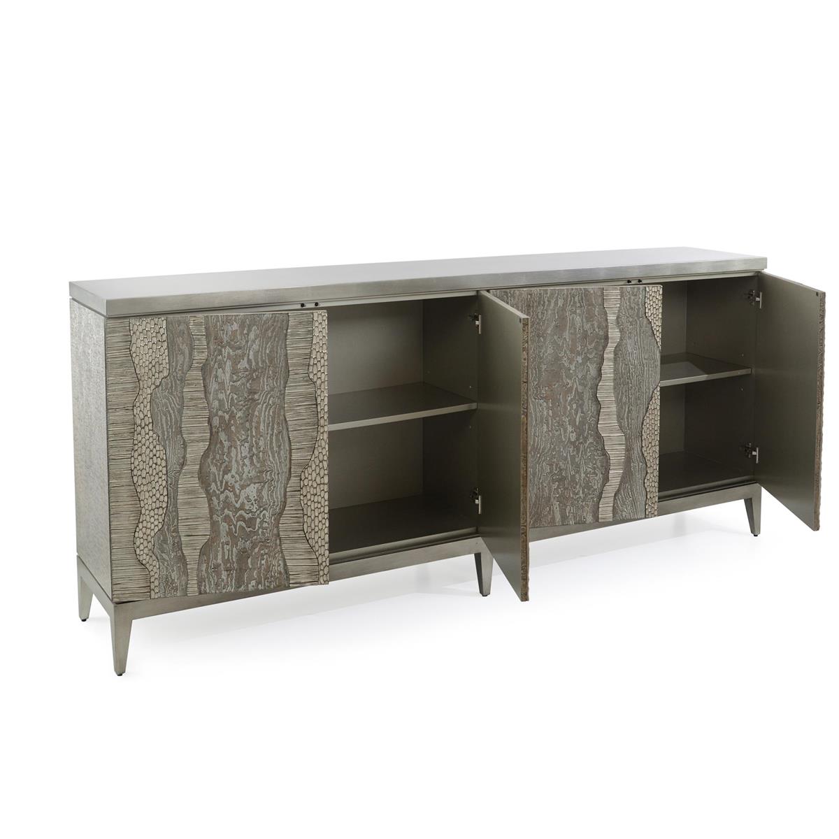 River's Edge Four-Door Credenza, Silver by John Richard | Sutter & Vale