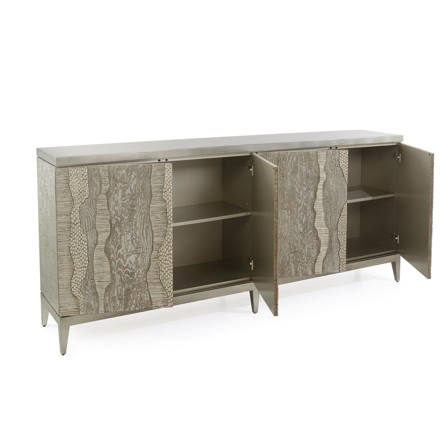 River's Edge Four-Door Credenza, Silver