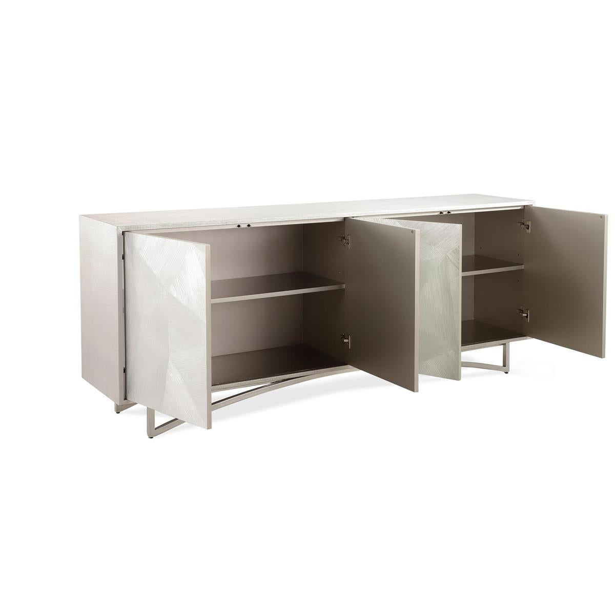 Vertex Four-Door Sideboard, Silver – Art by John Richard | Sutter & Vale