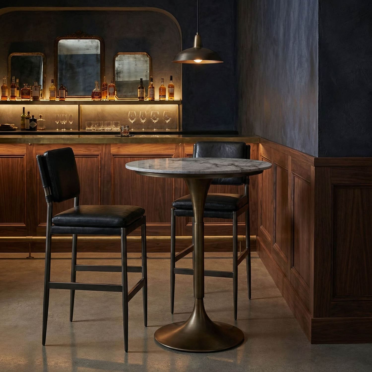Jman Bar Table, Aged Brass