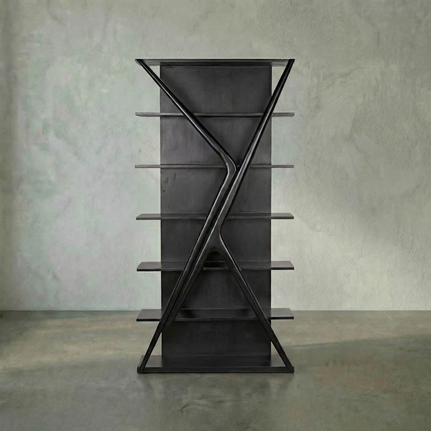Vetra Bookcase, Hand Rubbed Black by Noir