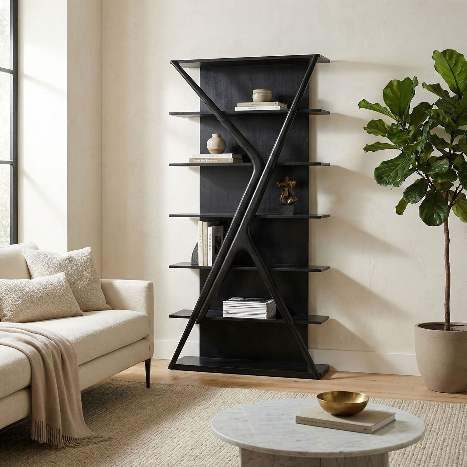 Vetra Bookcase, Hand Rubbed Black