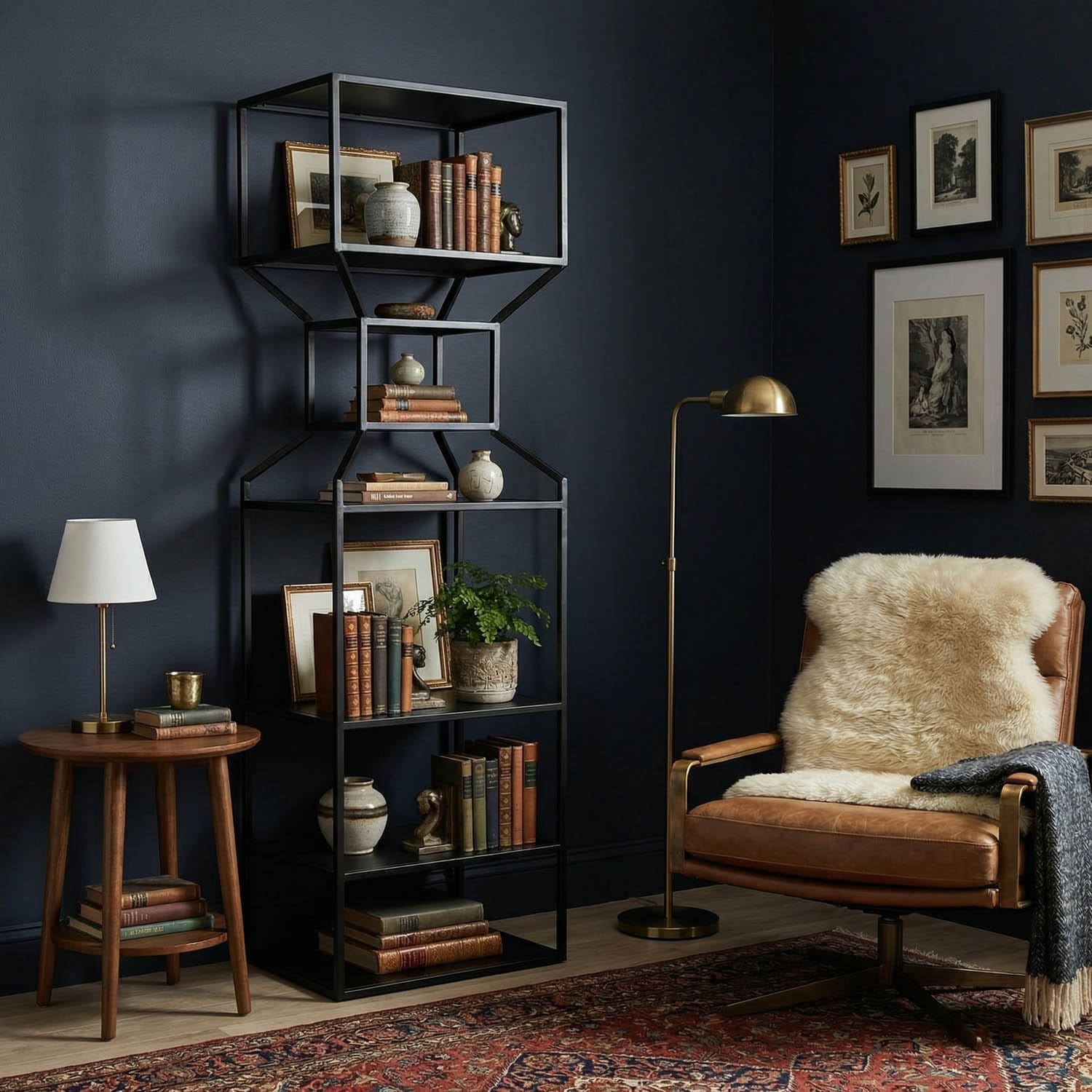 Downtown A Bookcase, Black Metal