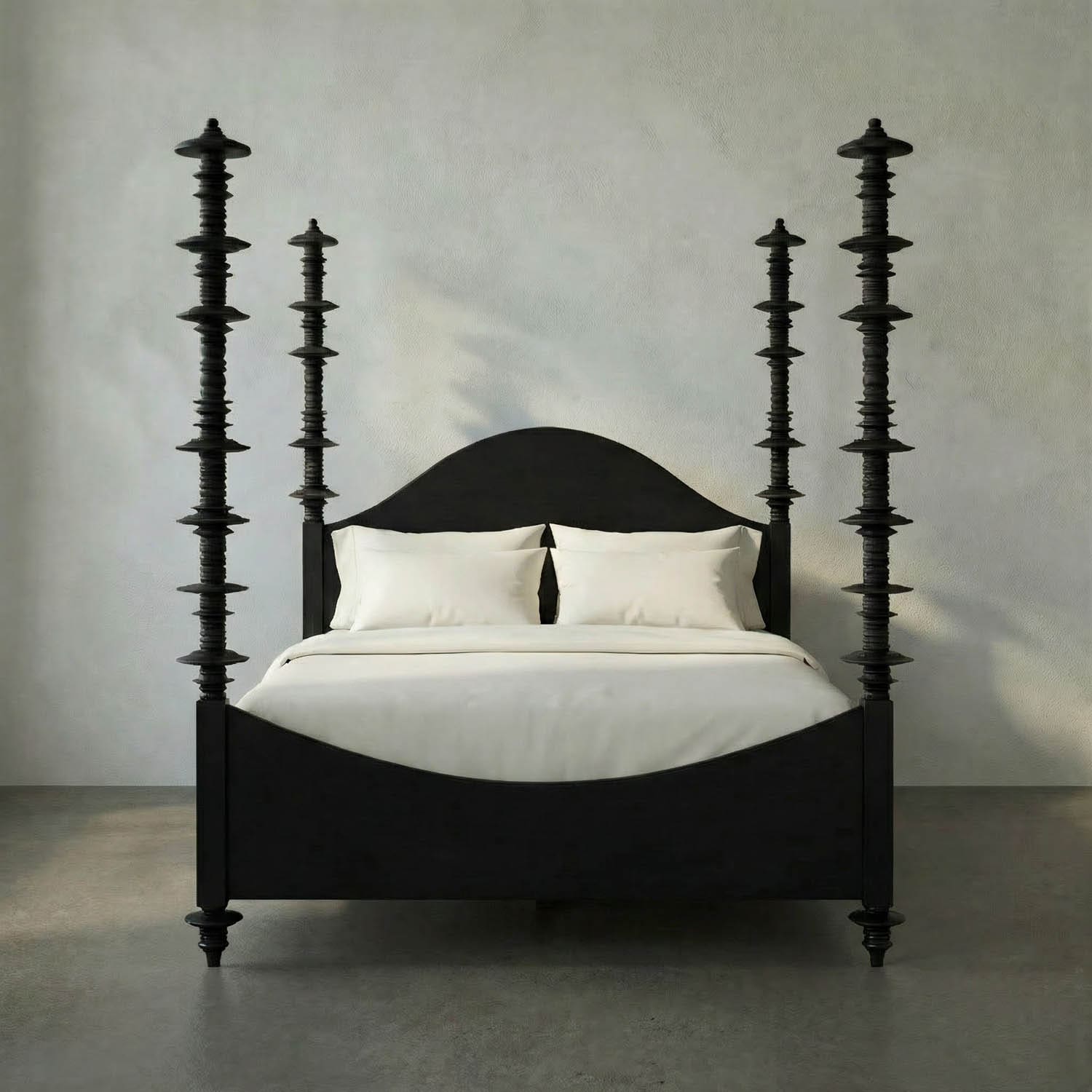 Ferret Bed, Queen, Hand Rubbed Black