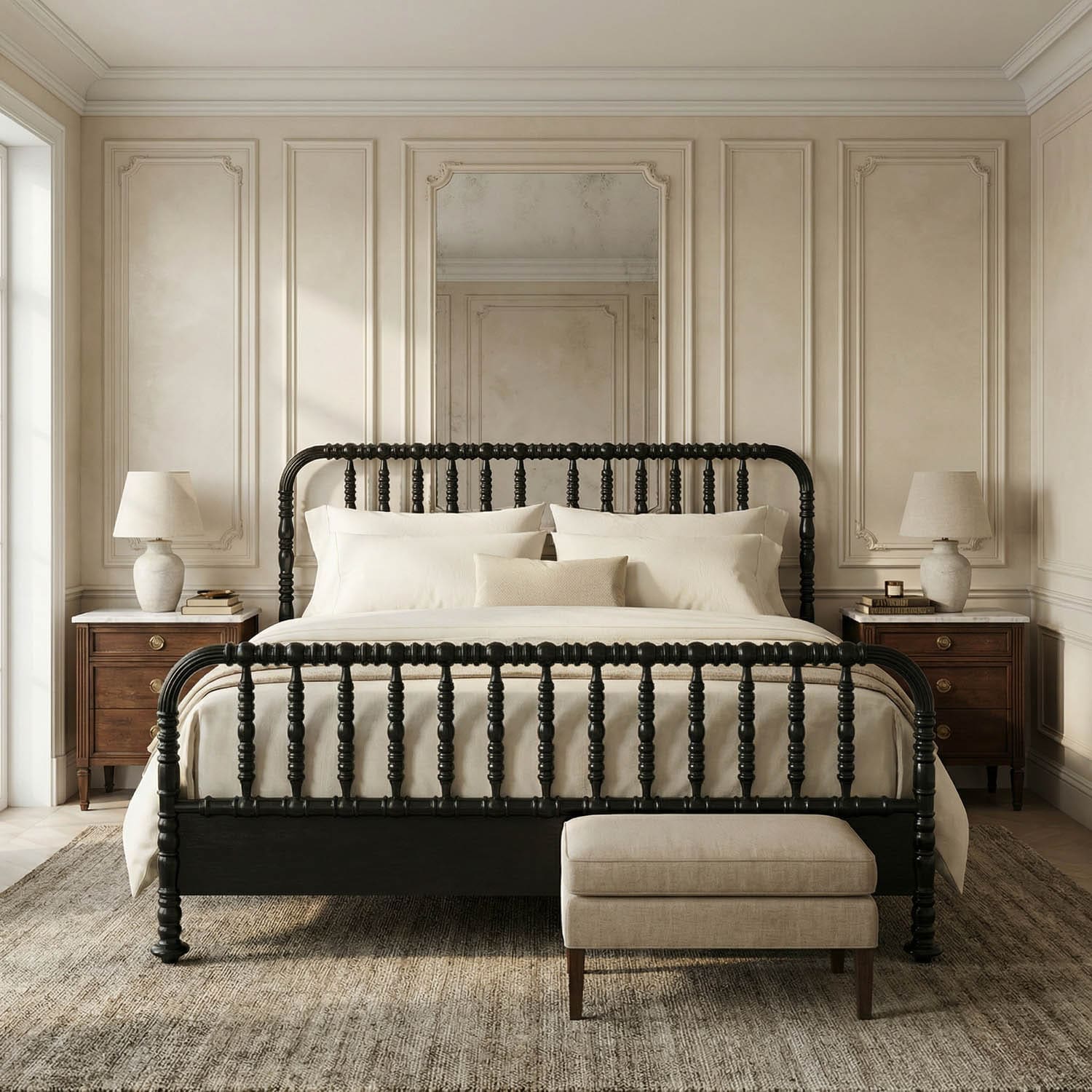 Bachelor Bed, Eastern King, Hand Rubbed Black