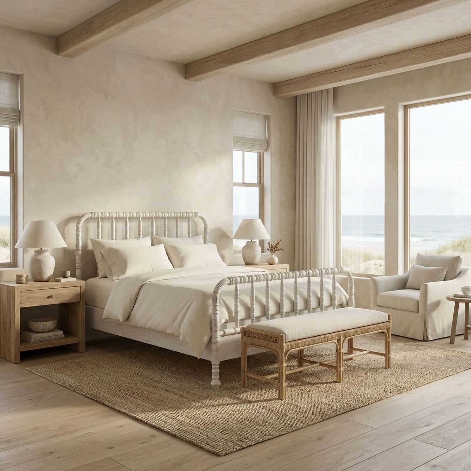 Bachelor Bed, Queen, White Wash