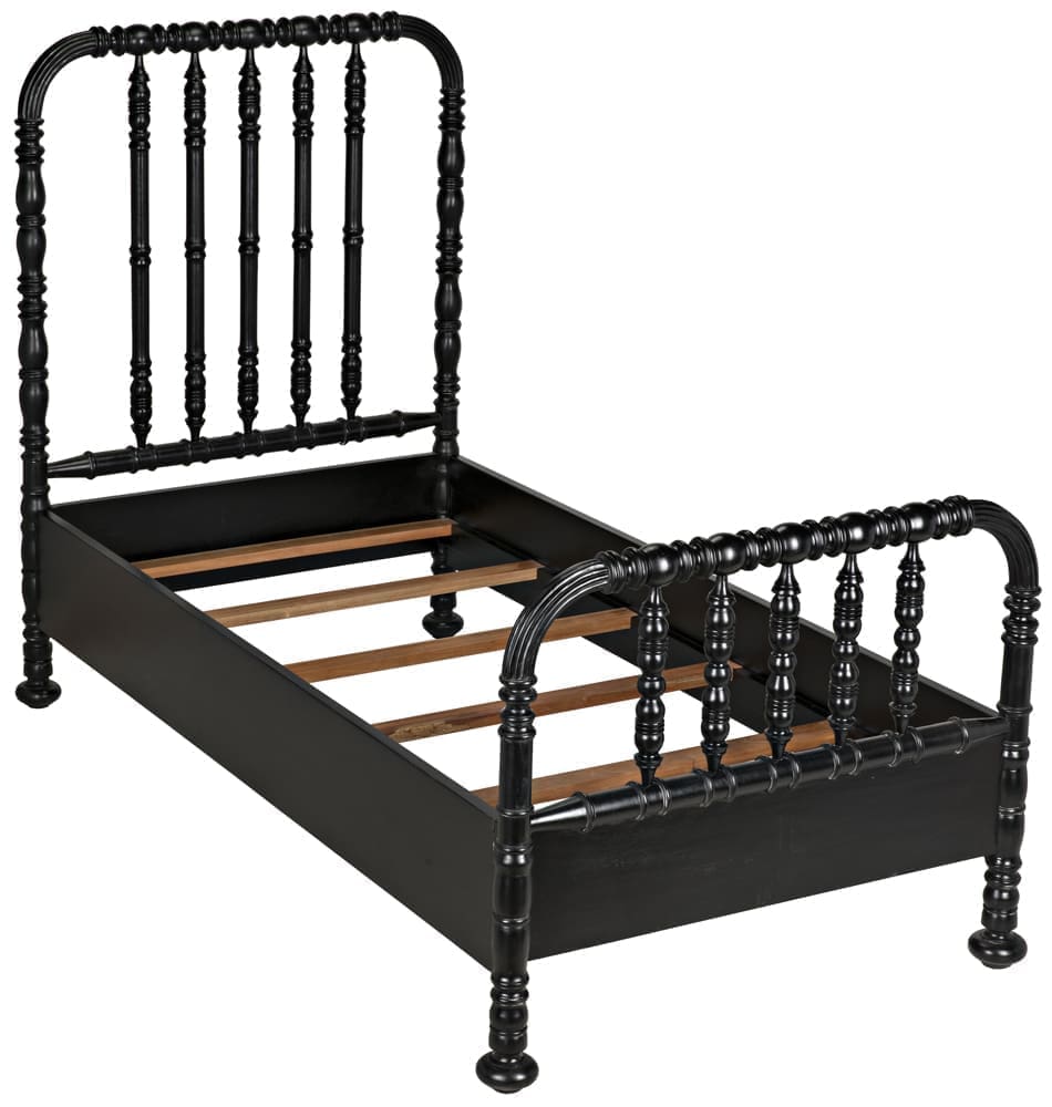 Bachelor Bed, Twin, Hand Rubbed Black