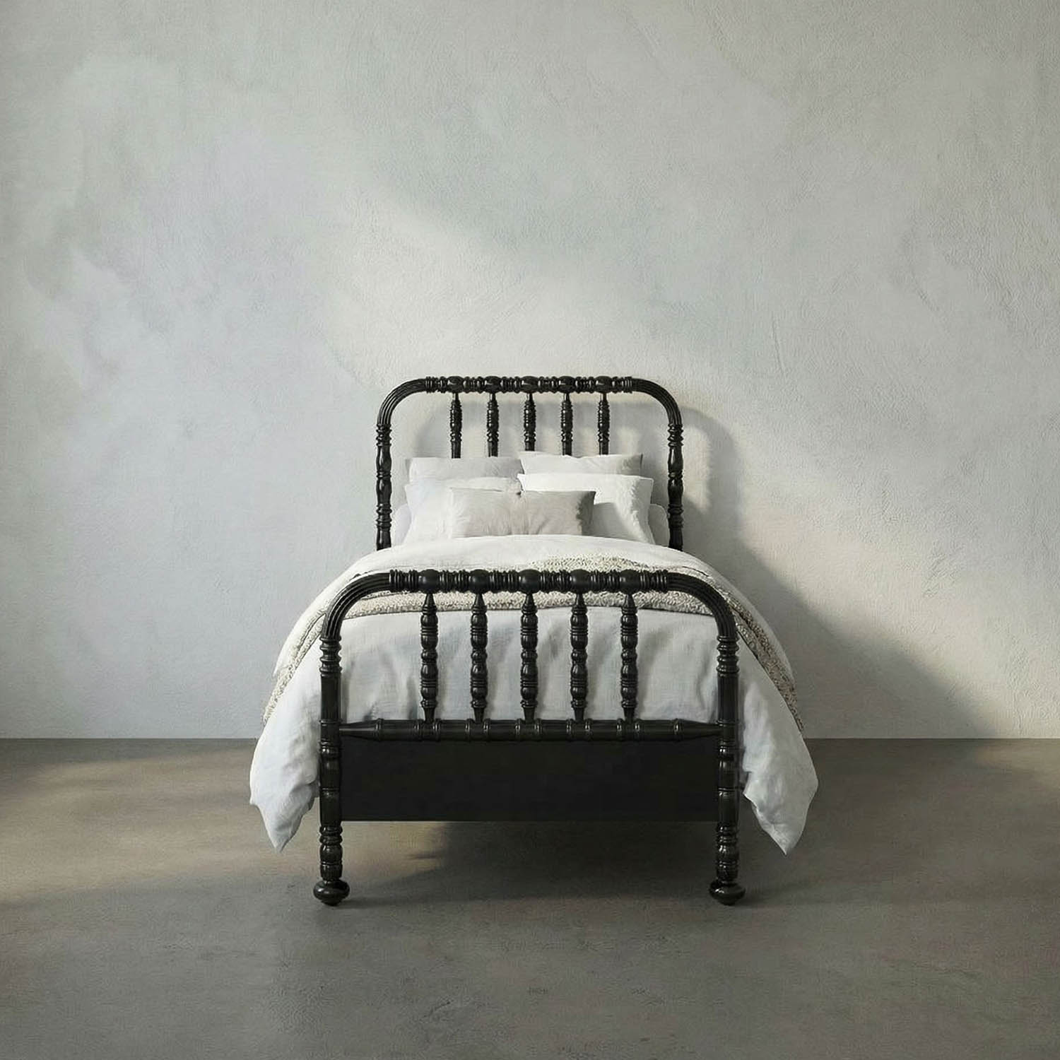 Bachelor Bed, Twin, Hand Rubbed Black