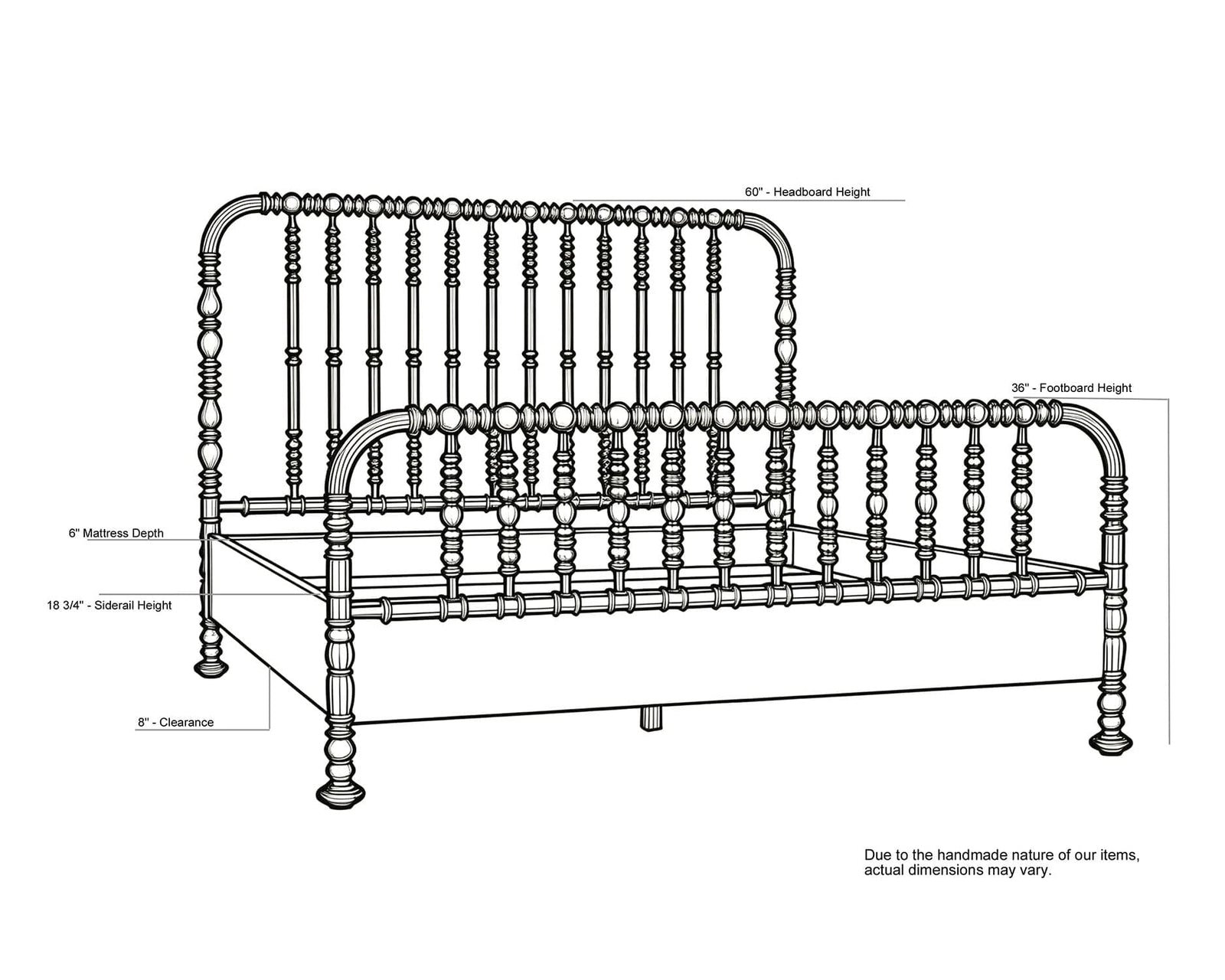 Bachelor Bed, Queen, White Wash