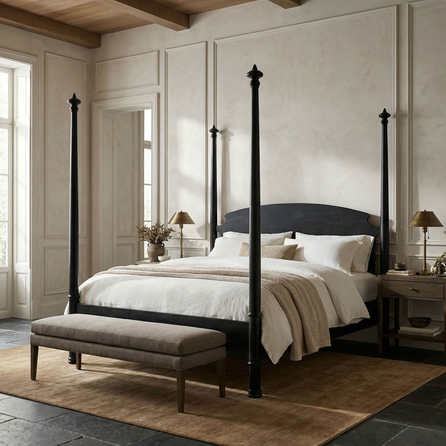 New Douglas Bed, Eastern King, Hand Rubbed Black