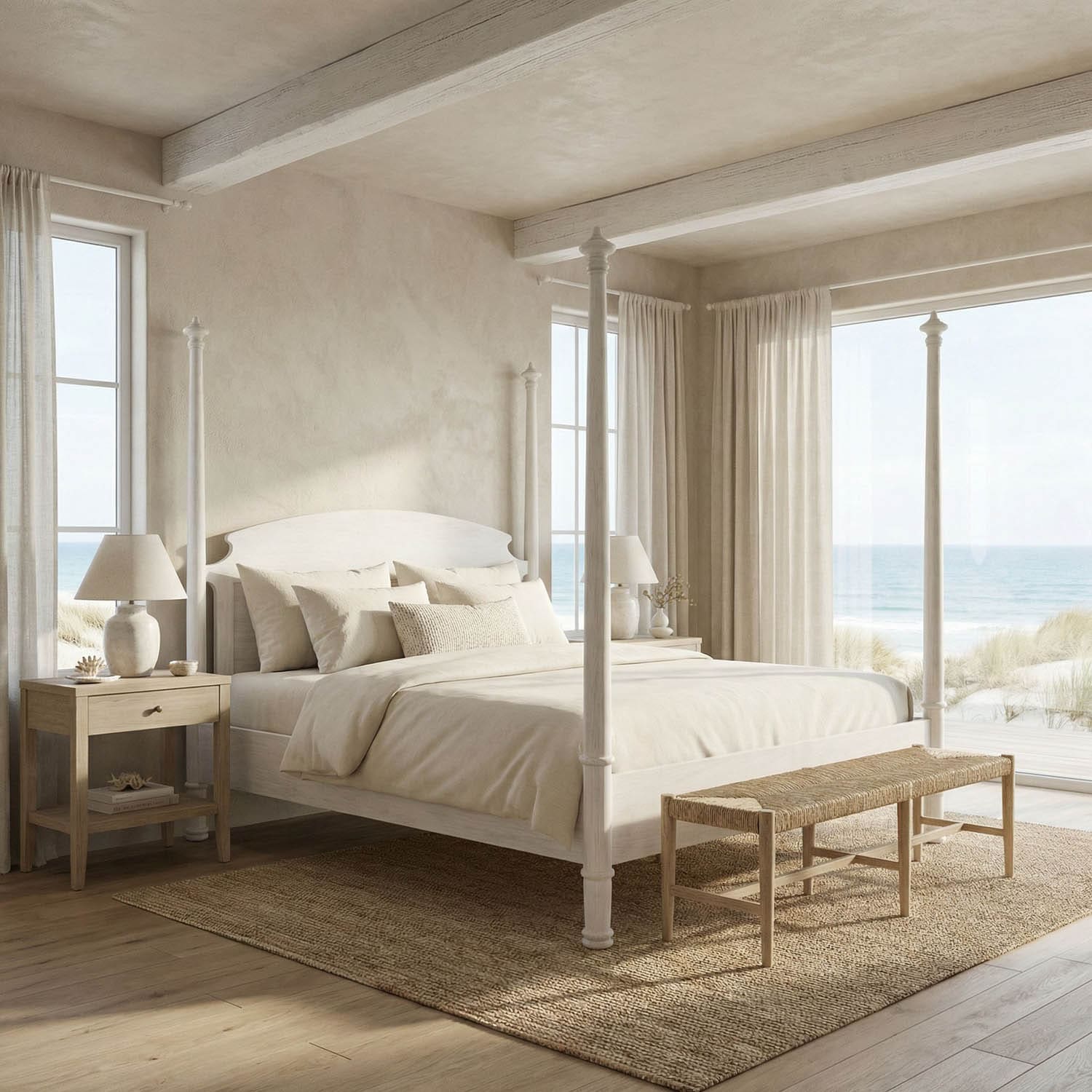 New Douglas Bed, Eastern King, White Wash