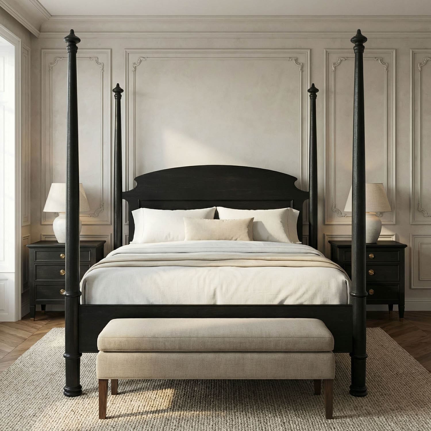 New Douglas Bed, Queen, Hand Rubbed Black