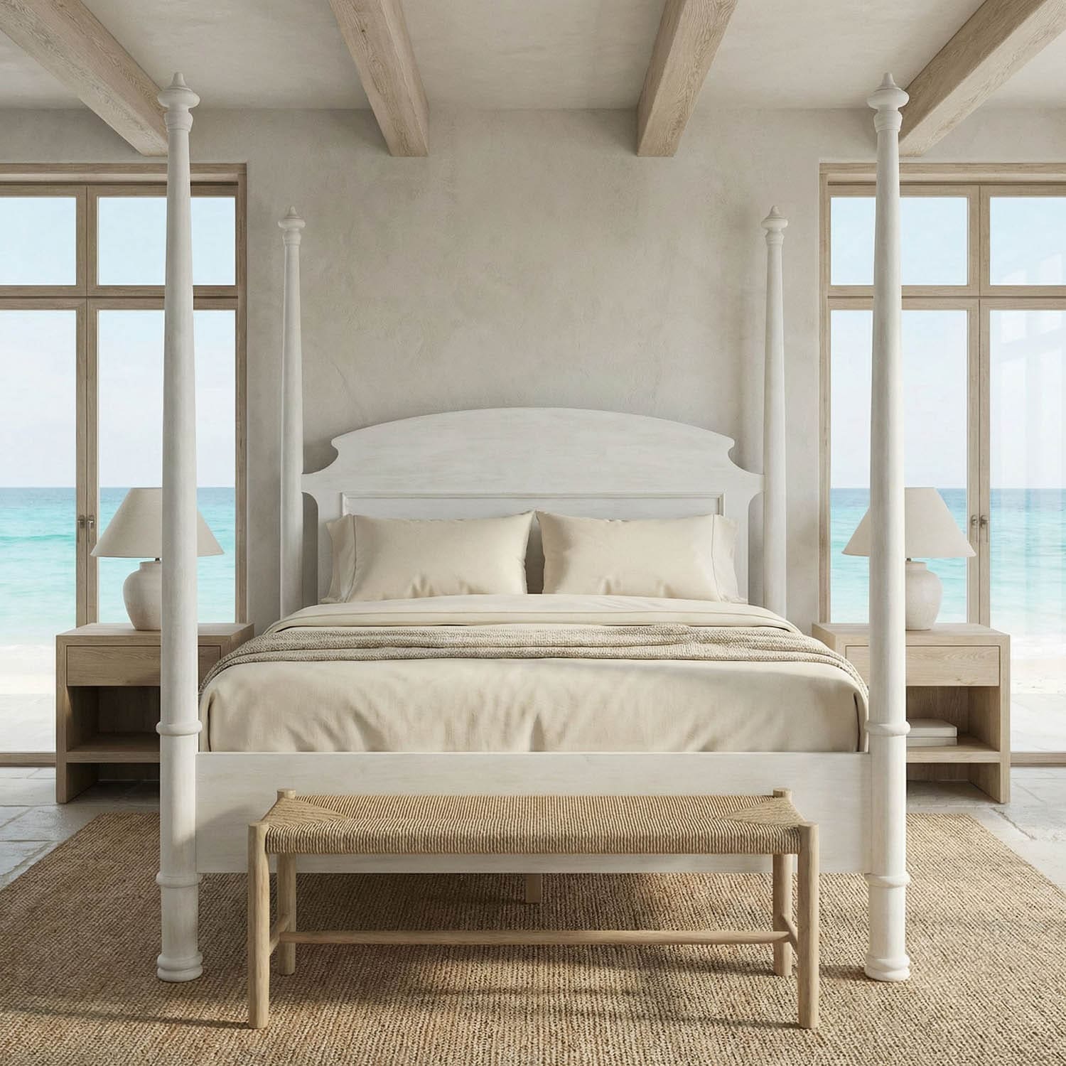 New Douglas Bed, Queen, White Washed