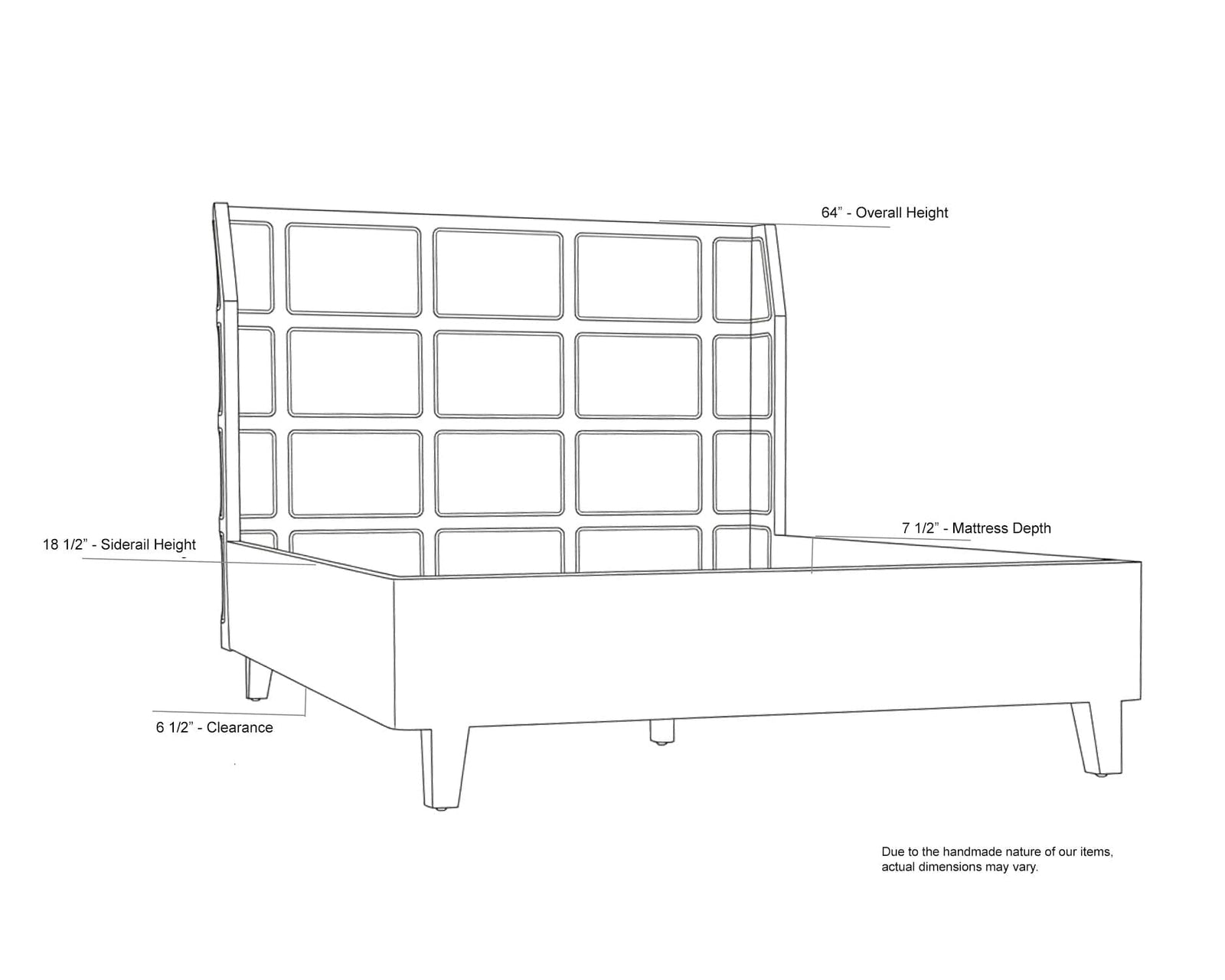 Porto Bed A with Headboard And Frame, Queen