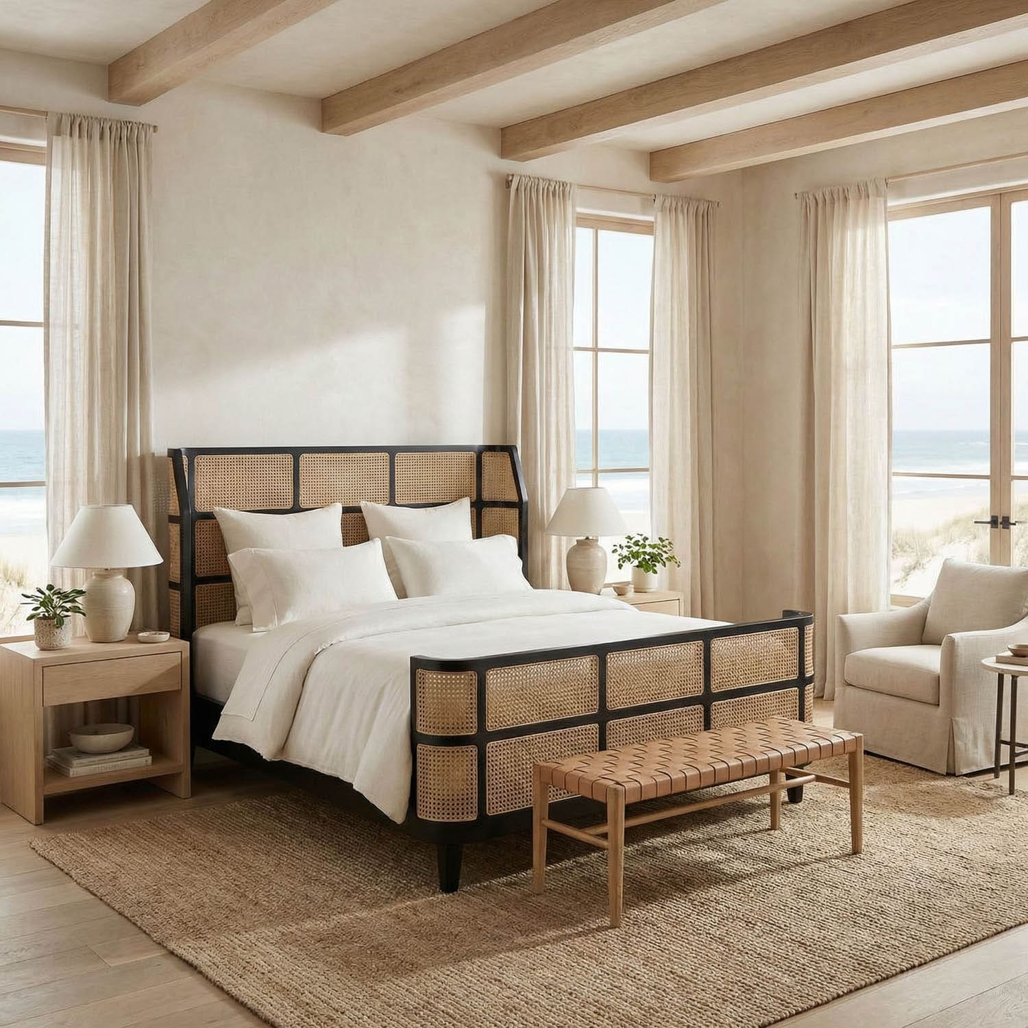 Porto Bed, Eastern King, Hand Rubbed Black