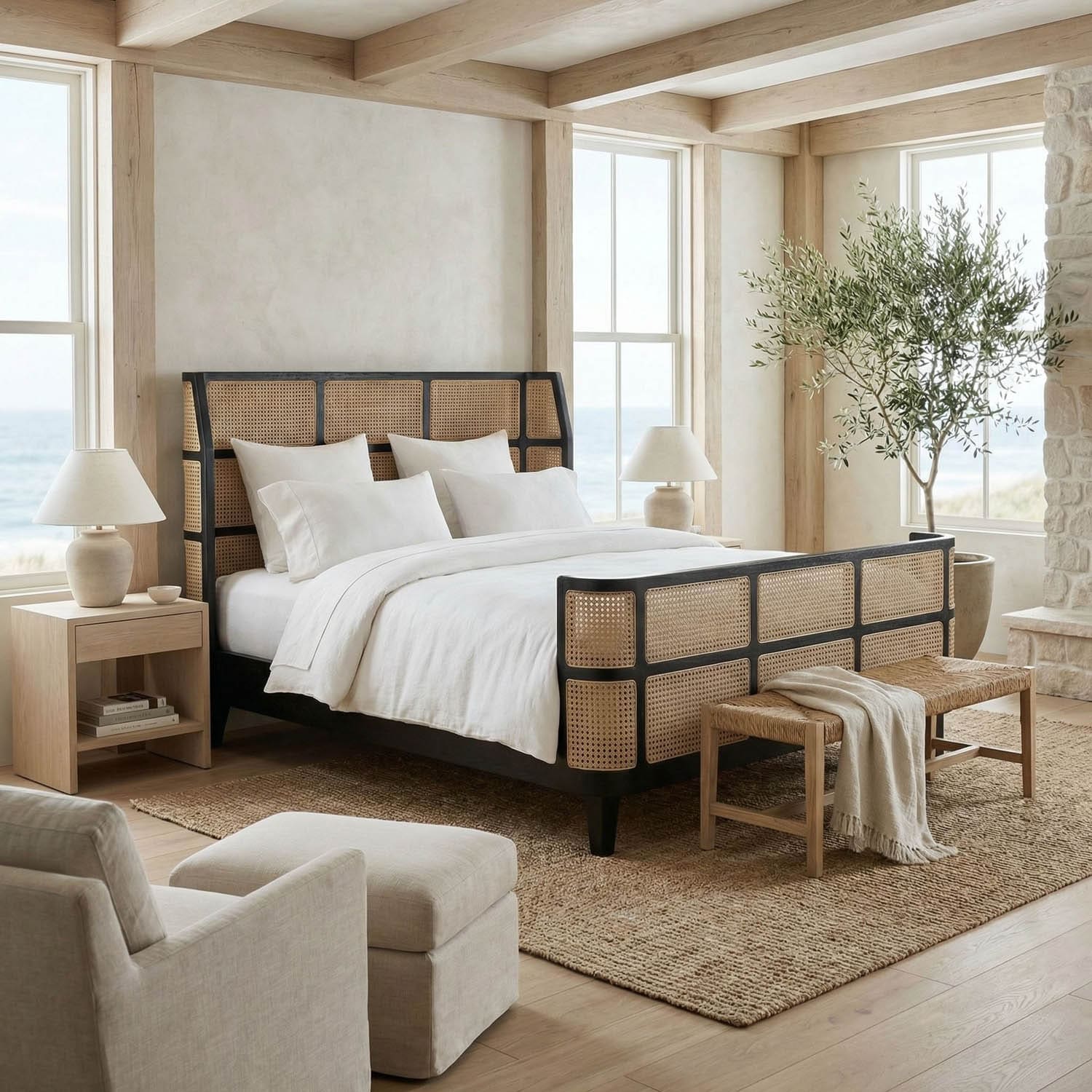 Porto Bed, Queen, Hand Rubbed Black
