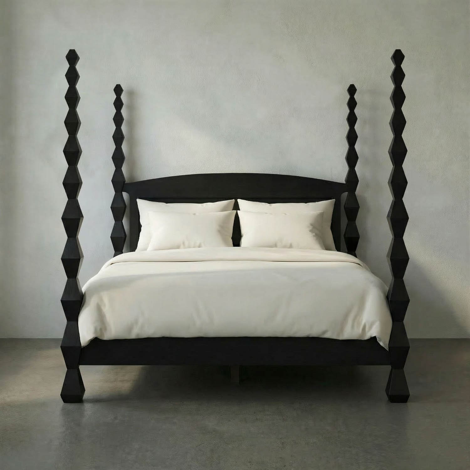 Brancusi Bed, Eastern King, Hand Rubbed Black