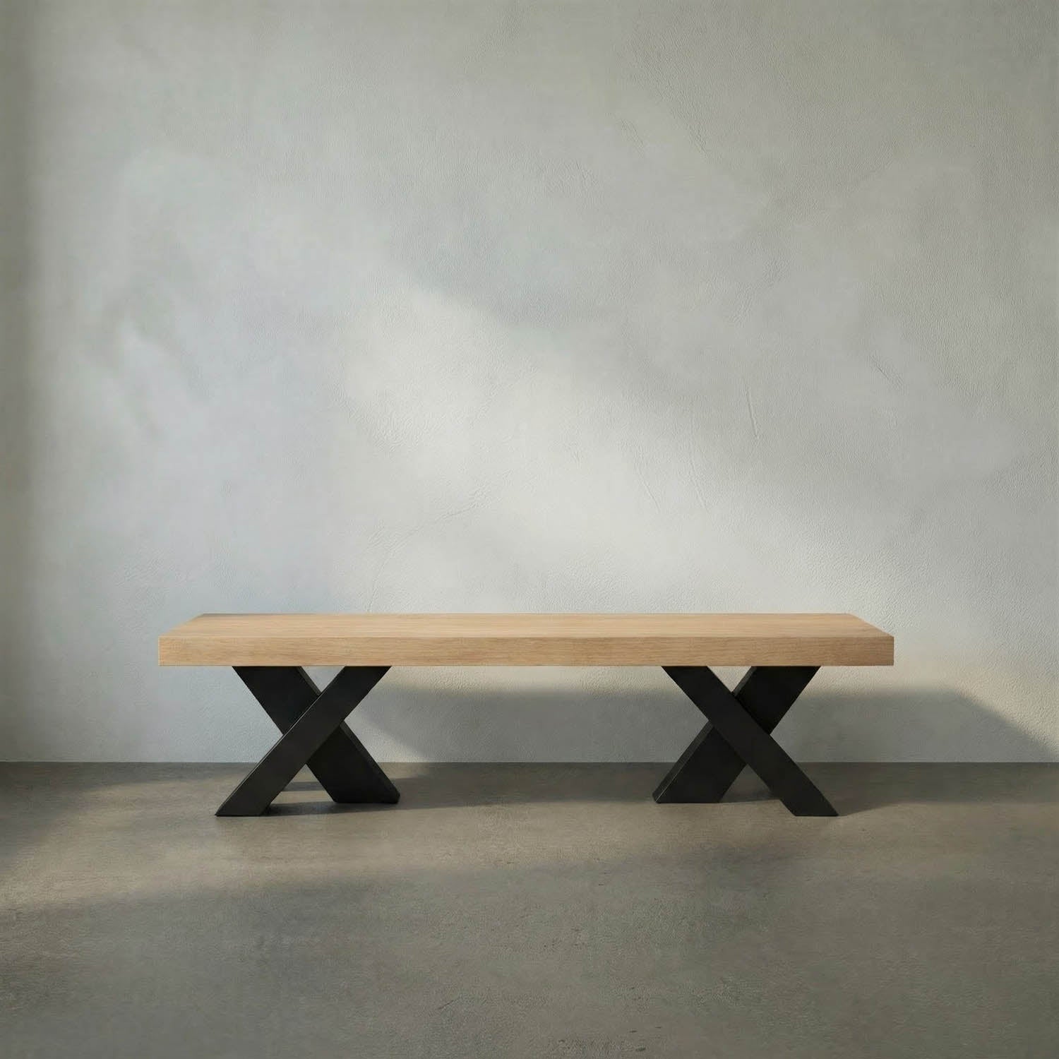 Gravity Bench, White Oak w Metal by Noir
