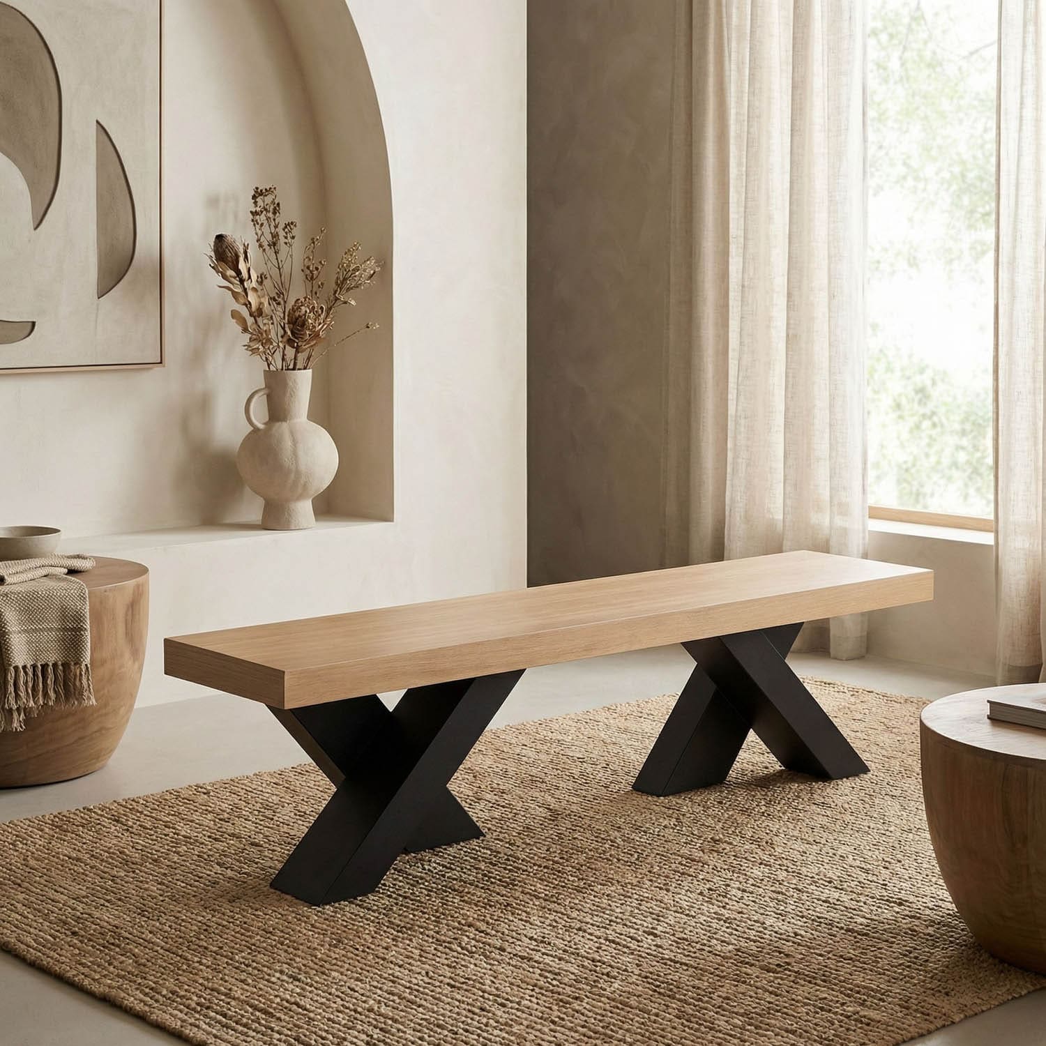 Gravity Bench, White Oak w Metal