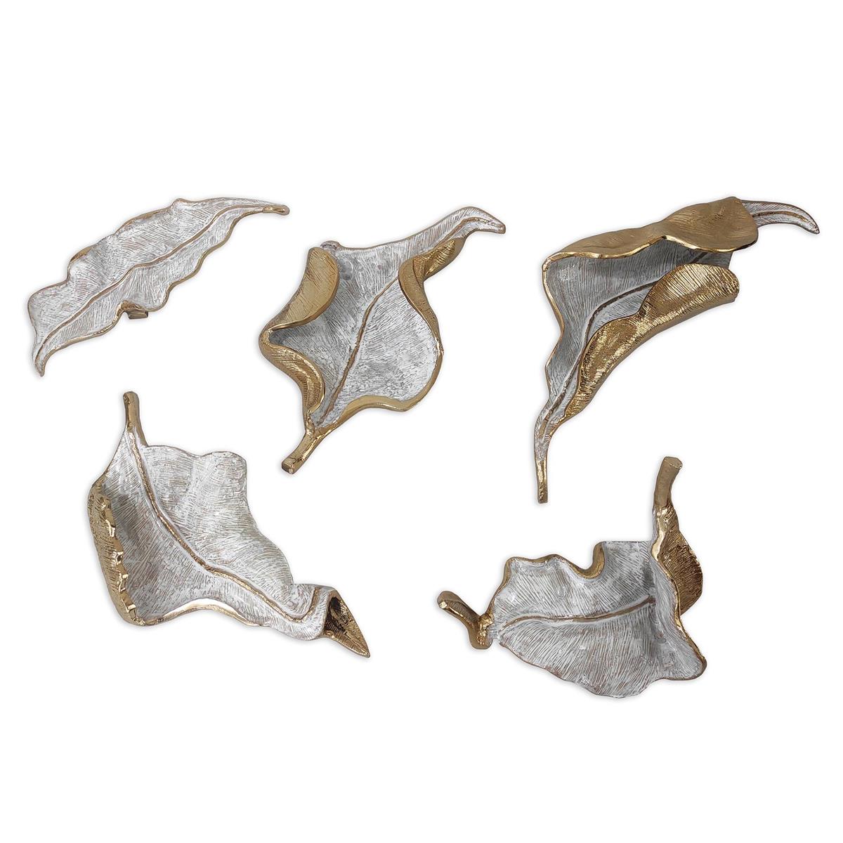 Iridescent Curling Leaves Wall Sculpture (Set of Five) by John Richard | Sutter & Vale