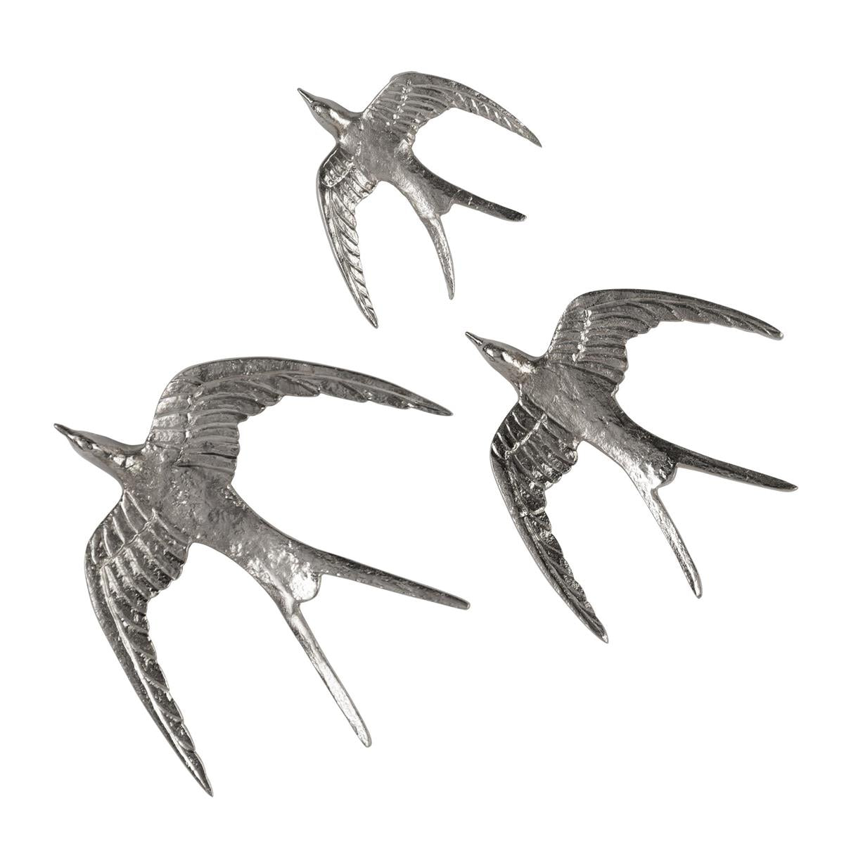 Set of Three Nickel Birds in Flight – Art by John Richard | Sutter & Vale