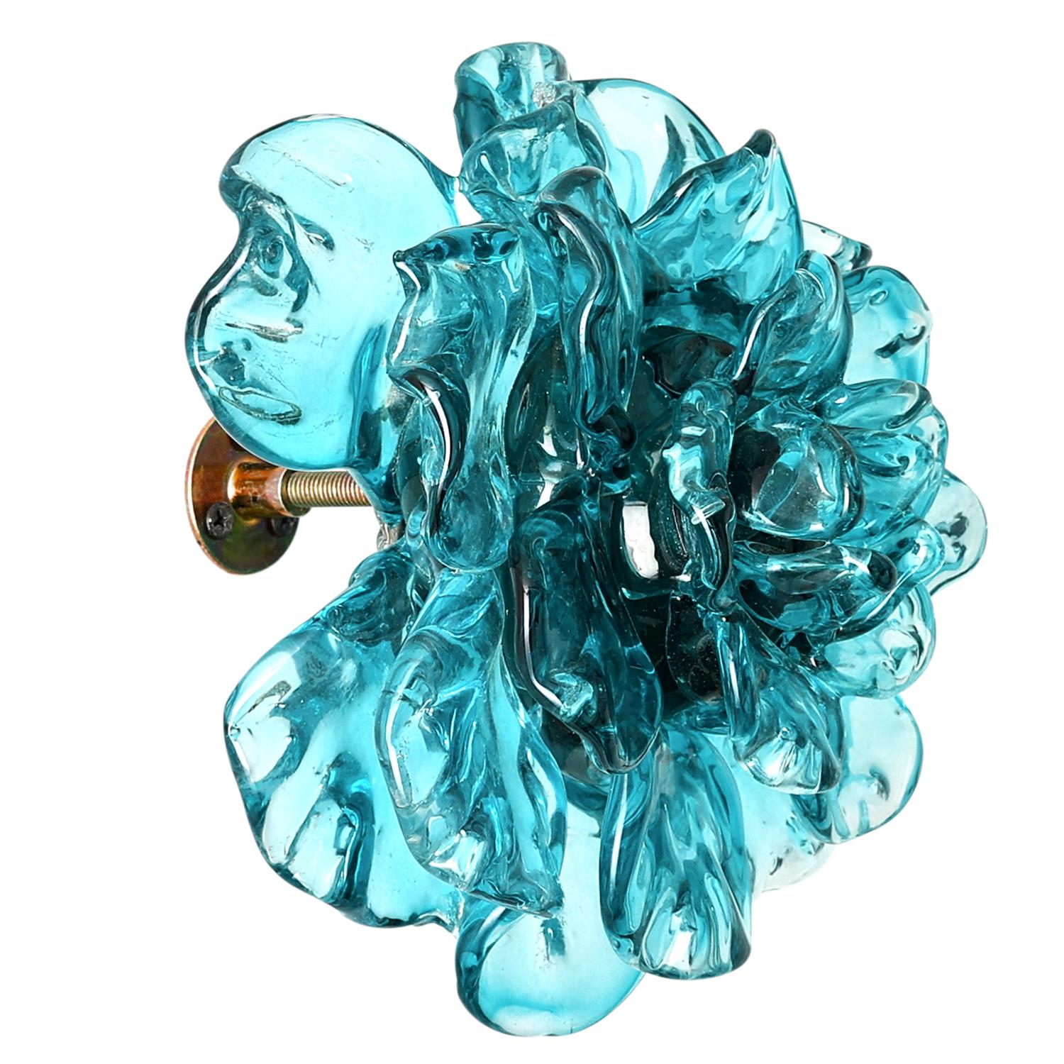 Teal Glass Flower Wall Art