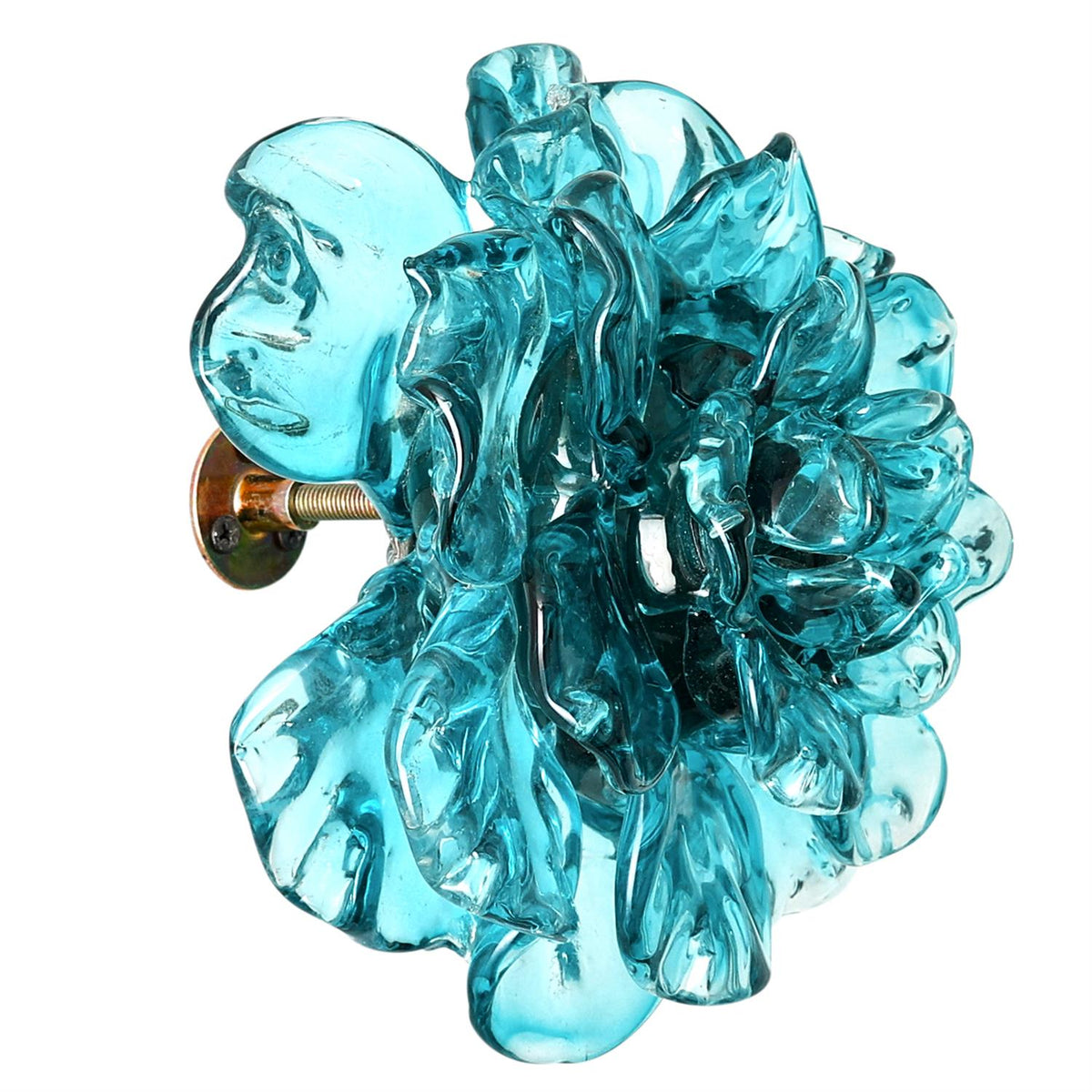 Teal Glass Flower Wall Art