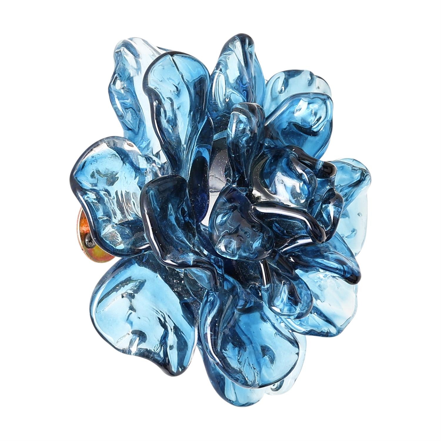 Cerulean Glass Flower Wall Art
