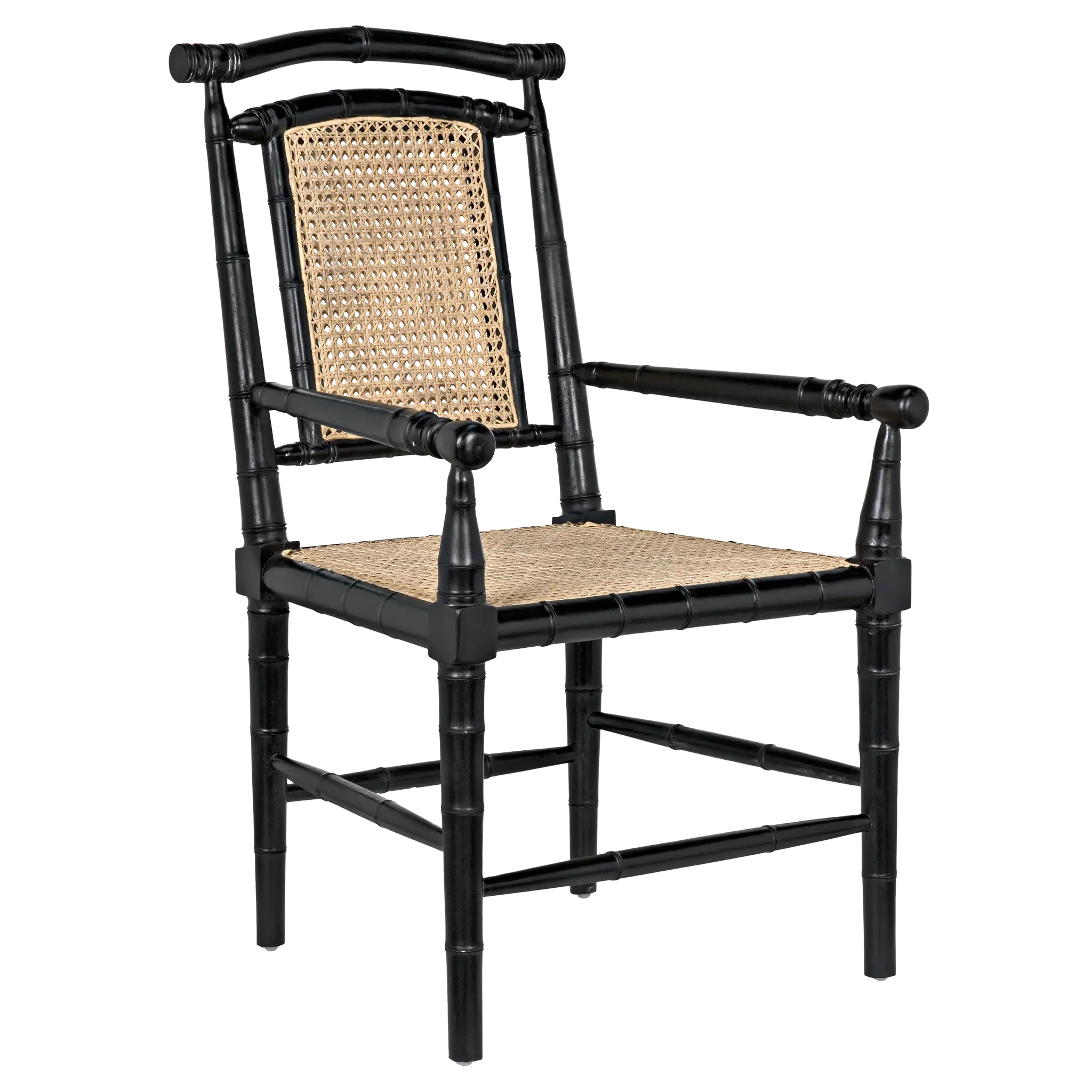 Colonial Bamboo Arm Chair, Hand Rubbed Black in Hand Rubbed Black — Noir Furniture