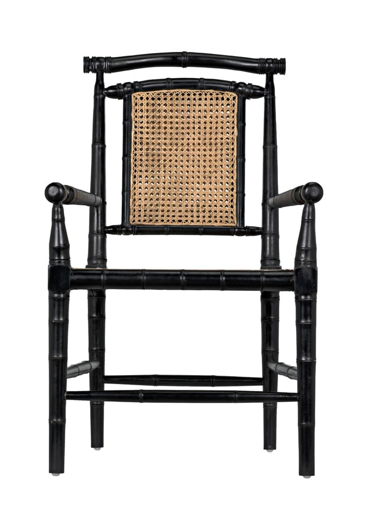 Colonial Bamboo Arm Chair, Hand Rubbed Black in Hand Rubbed Black — Noir Furniture