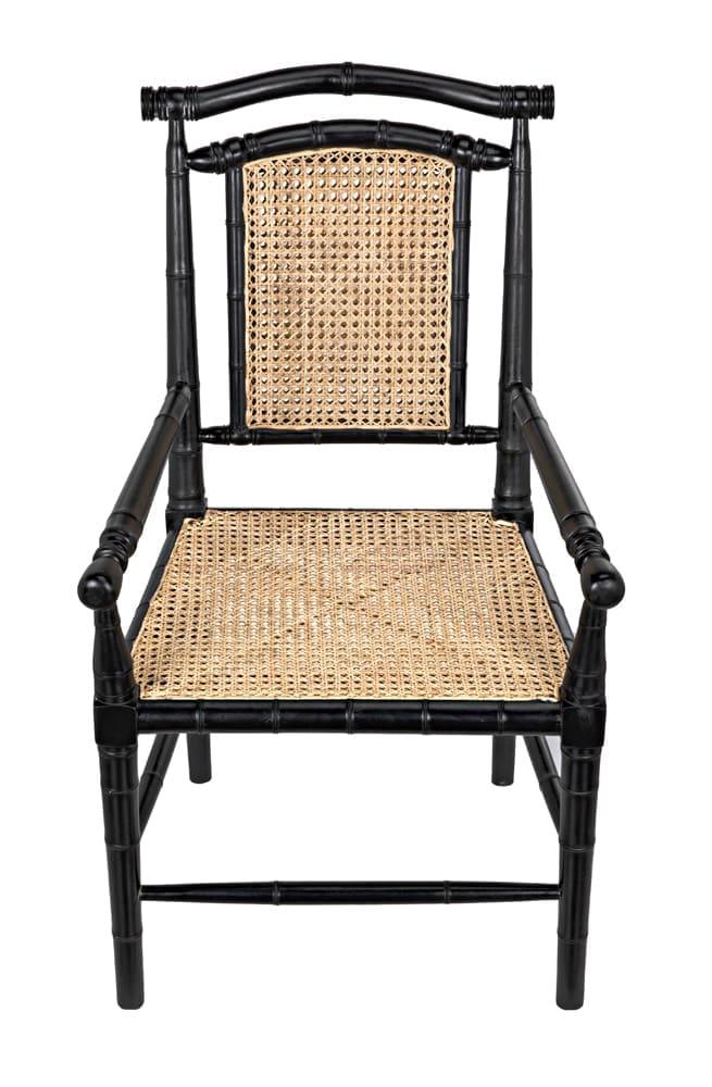 Colonial Bamboo Arm Chair, Hand Rubbed Black in Hand Rubbed Black — Noir Furniture