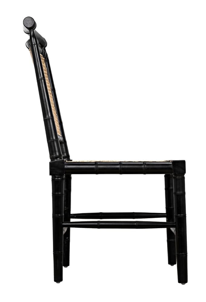 Colonial Bamboo Side Chair, Hand Rubbed Black in Hand Rubbed Black — Noir Furniture