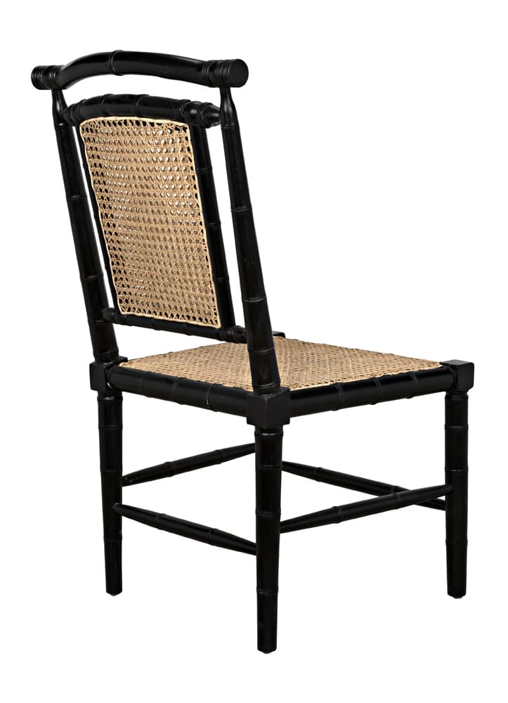 Colonial Bamboo Side Chair, Hand Rubbed Black in Hand Rubbed Black — Noir Furniture