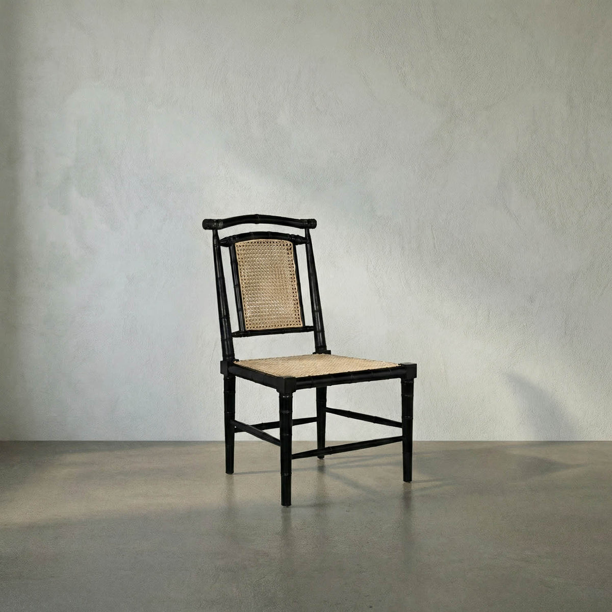Colonial Bamboo Side Chair, Hand Rubbed Black