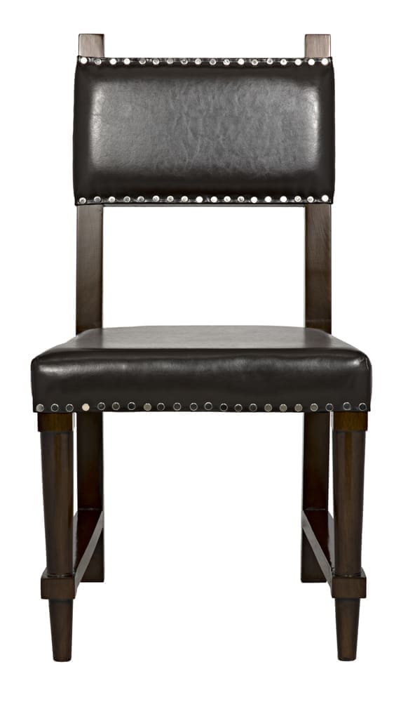 Kerouac Dining Chair with Leather, Distressed Brown