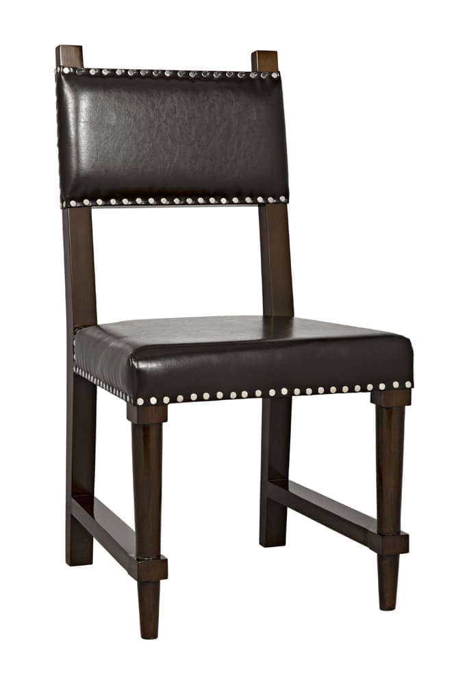 Kerouac Dining Chair with Leather, Distressed Brown