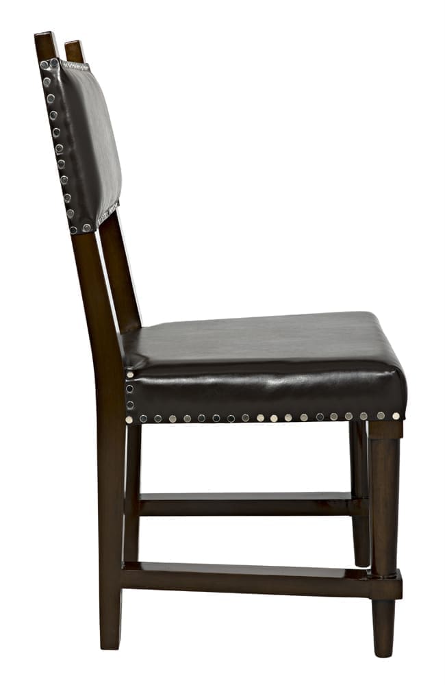 Kerouac Dining Chair with Leather, Distressed Brown