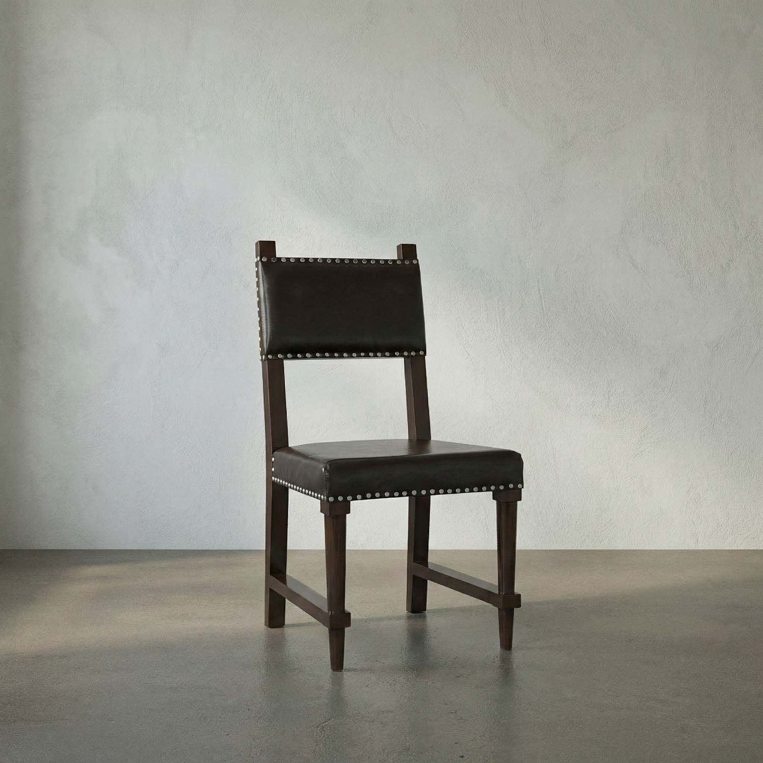 Kerouac Dining Chair with Leather, Distressed Brown by Noir