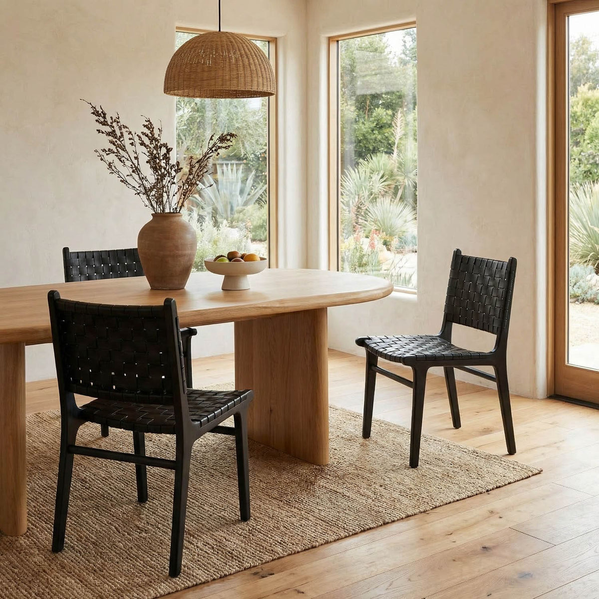 Dede Dining Chair, Leather, Black