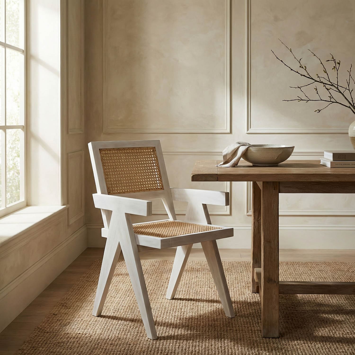 Jude Chair with Caning, White Wash