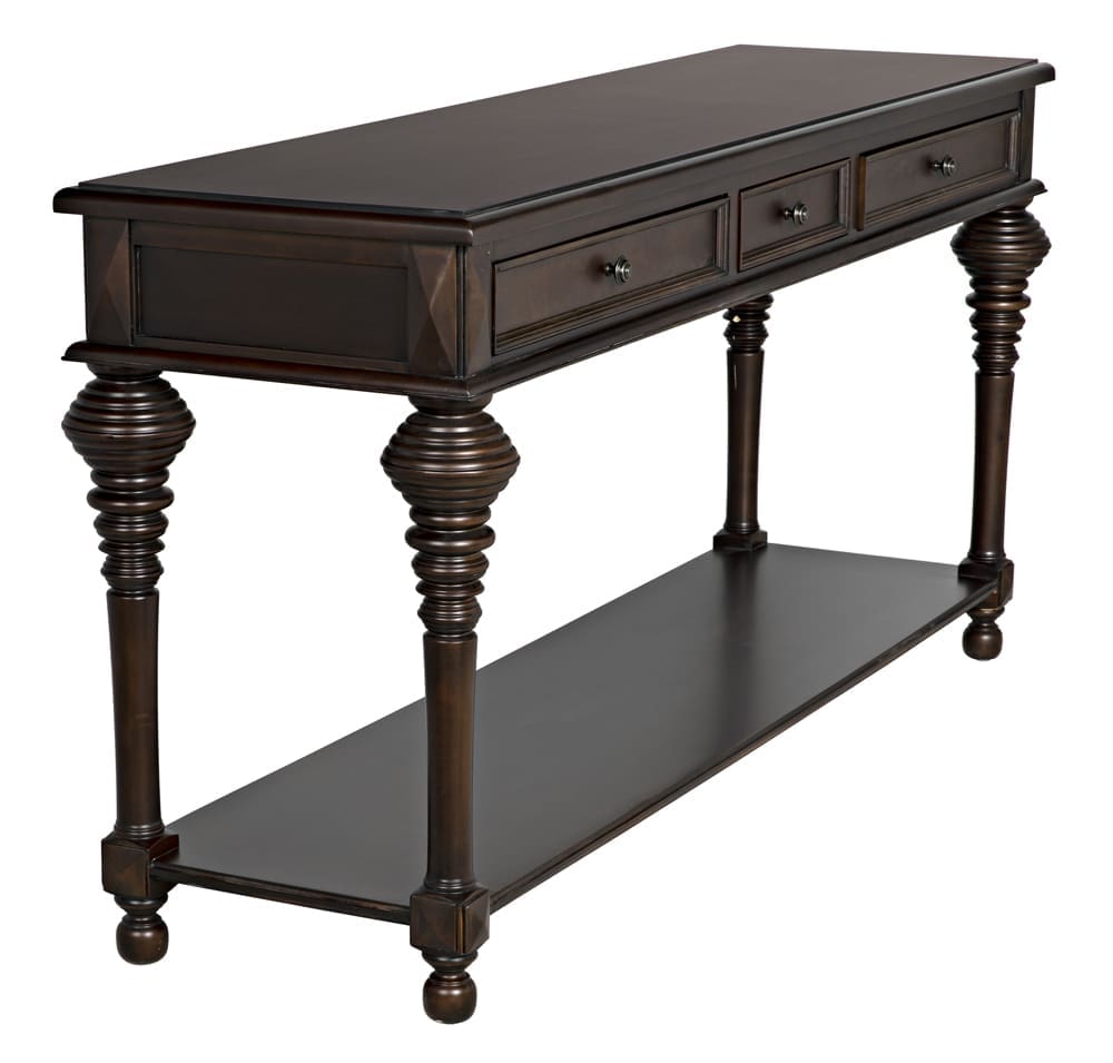 Colonial Large Sofa Table, Distressed Brown in Distressed Brown — Noir Furniture