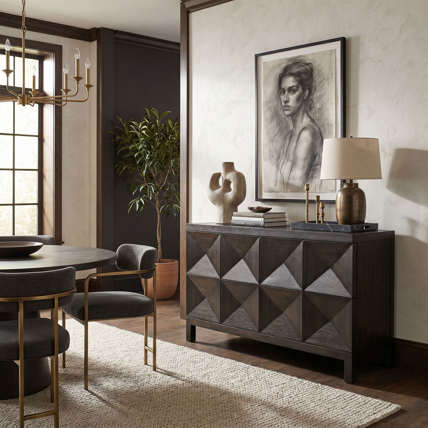 Quadrant 2 Door Sideboard, Ebony Walnut