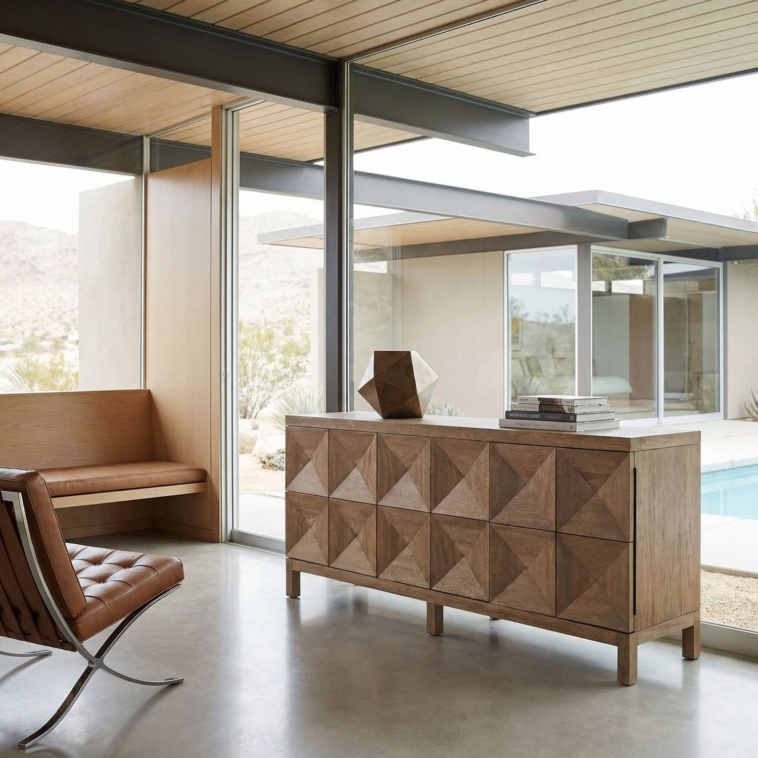 Quadrant 3 Door Sideboard, Washed Walnut