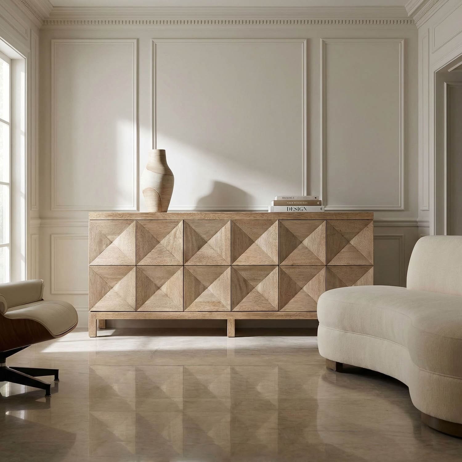 Quadrant 3 Door Sideboard, Washed Walnut