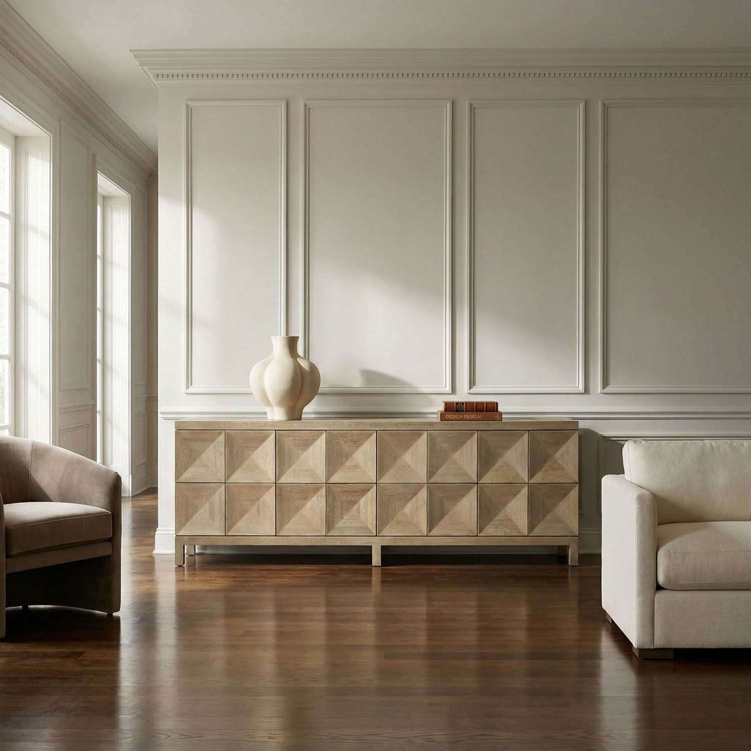 Quadrant 4 Door Sideboard, Washed Walnut