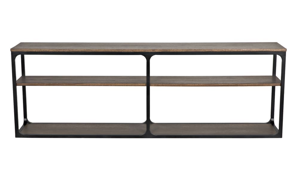Novie Console, Large, Black Iron with Dark Walnut in Dark Walnut w/ Matte Black Frame — Noir Furniture