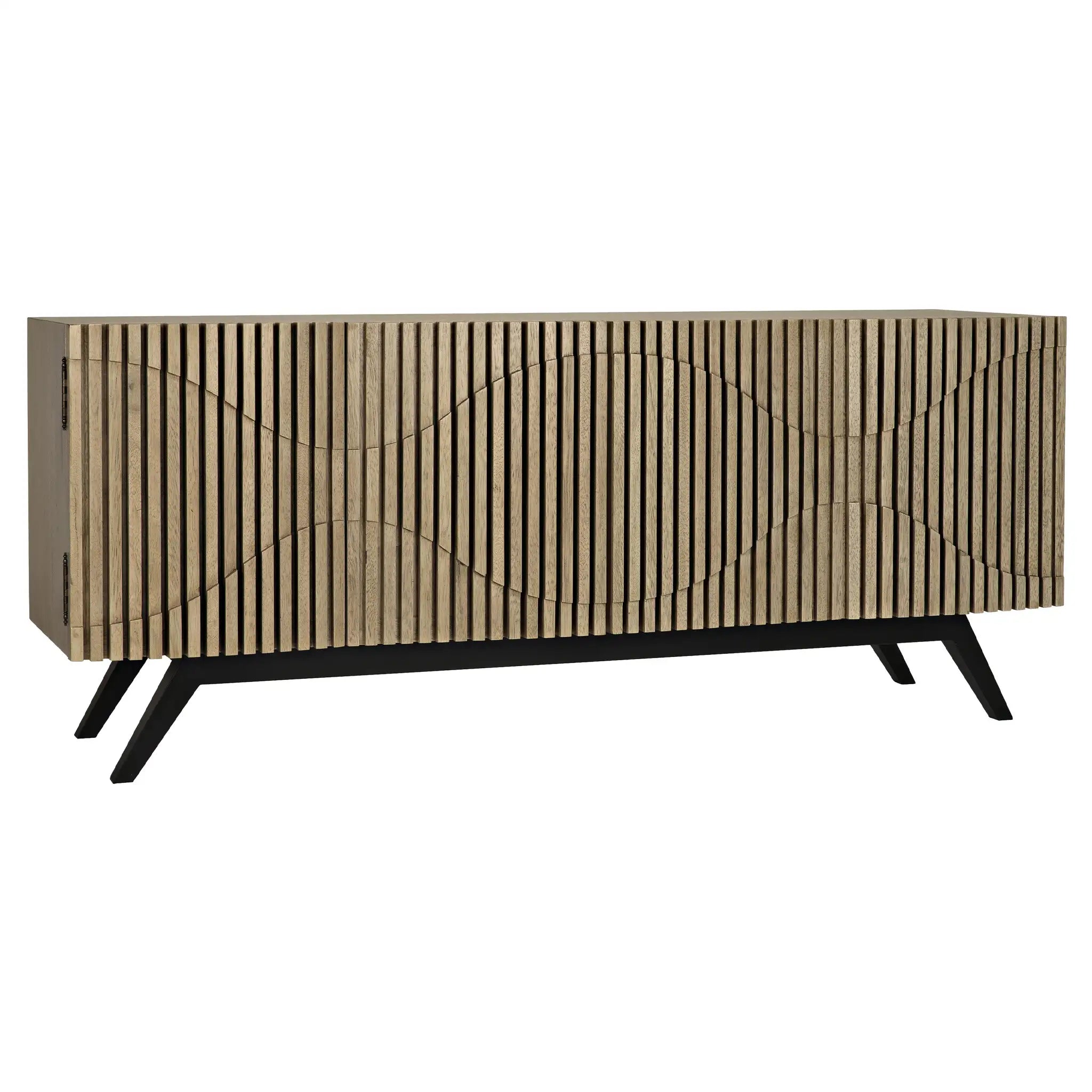 Illusion Sideboard with Iron Base, Bleached Walnut in Bleached Walnut w/ Matte Black Frame — Noir Furniture